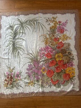 Gucci Floral Botanical Silk Scarf in Cream, Red, Pink, Yellow, Green